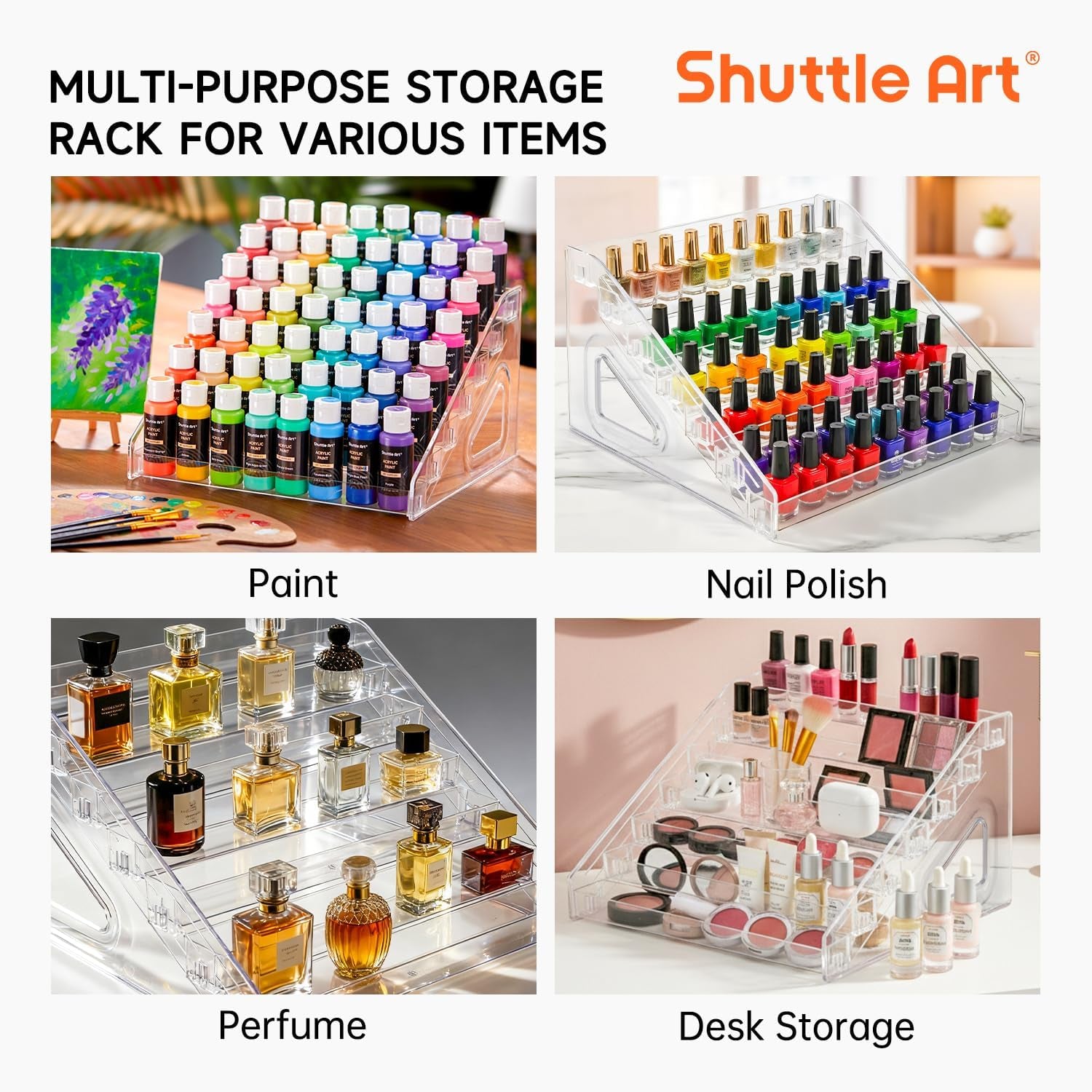 Acrylic Paint Organizer, 7 Layers Clear Storage Rack, Snap on Organizer for Acrylic Paint, Oil Paints, Nail Polish and Craft Supplies