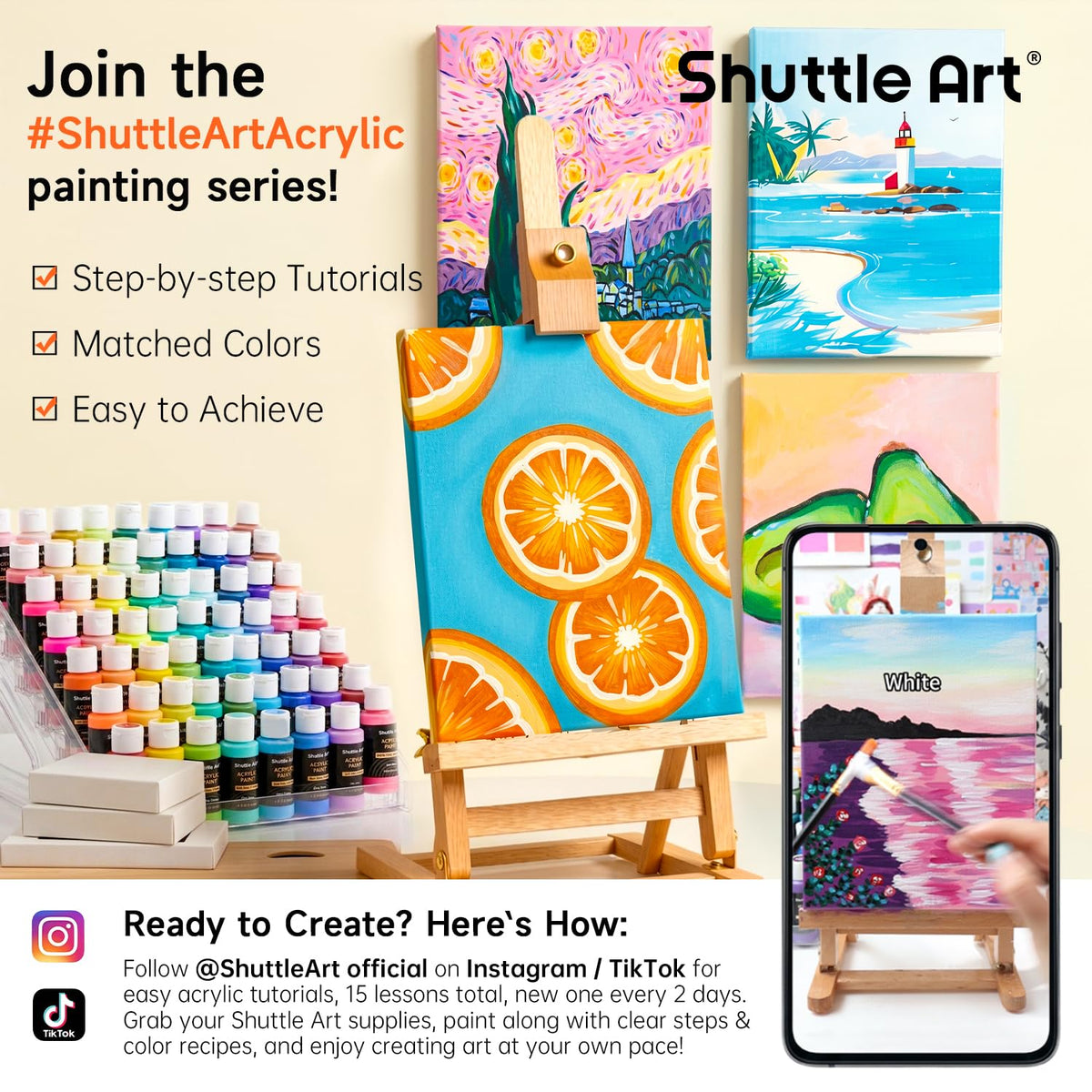 Shuttle Art Acrylic Paint Set – 2 oz Bottles