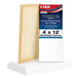 U.S. Art Supply Stretched Canvas, 4x12 in, 6-Pack