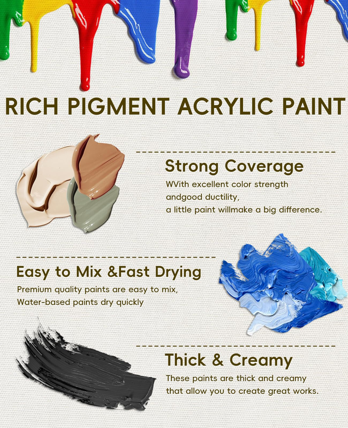 Yeeart Acrylic Paint Set, 24 x 2 oz