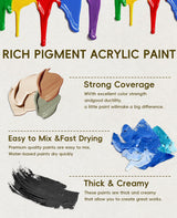 Yeeart Acrylic Paint Set, 24 x 2 oz