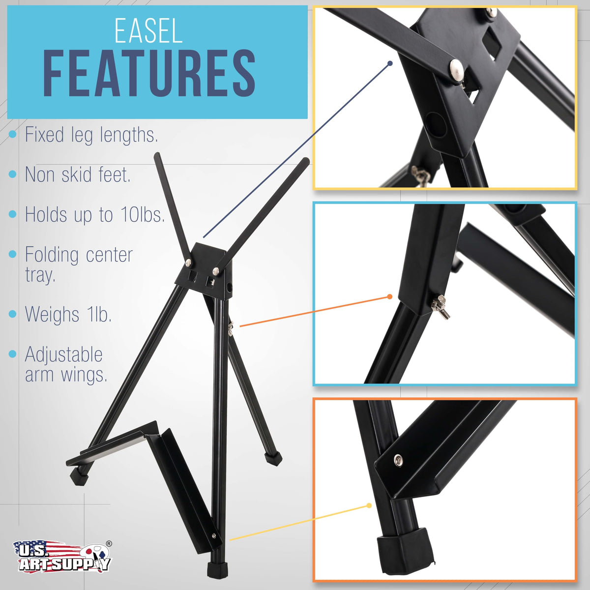 U.S. Art Supply Tabletop Easel, 15-21 in