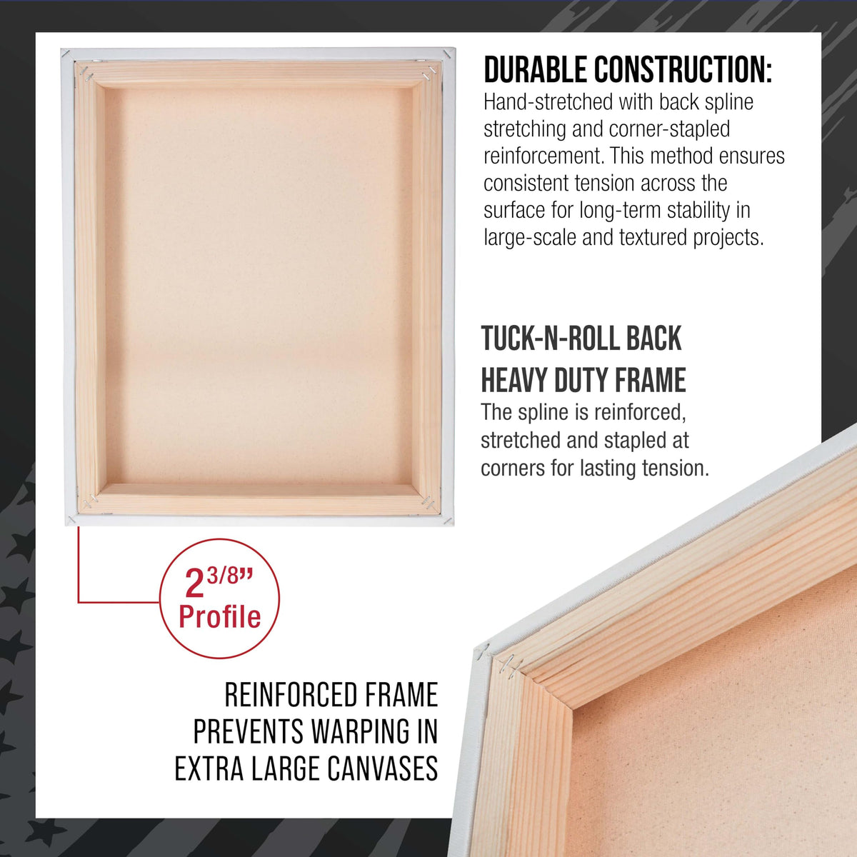 U.S. Art Supply Extra-Deep Stretched Canvas, 16x20 in, 2-Pack