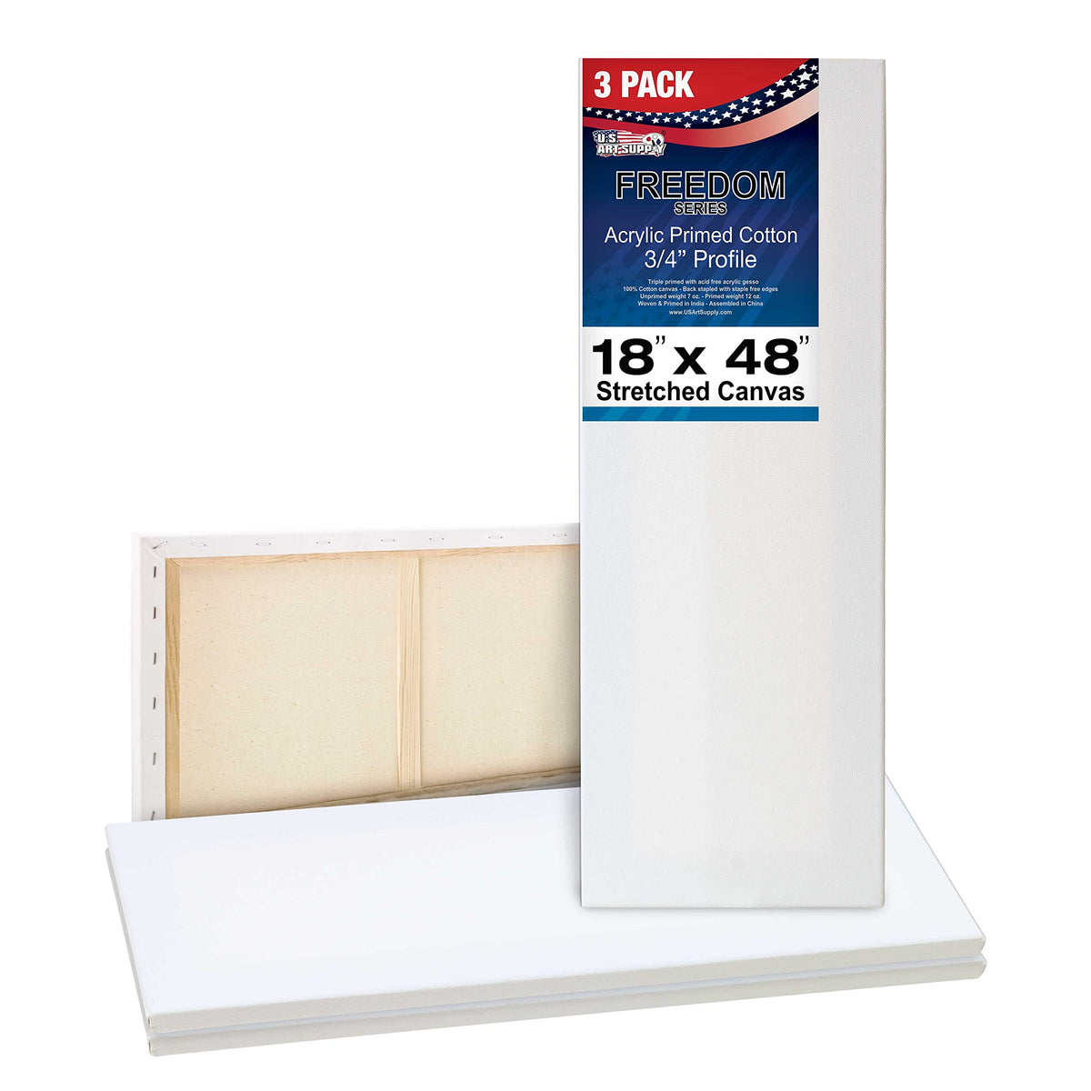 U.S. Art Supply Stretched Canvas, 4x12 in, 6-Pack