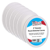 U.S. Art Supply Round Stretched Canvas, 8 in, 6-Pack