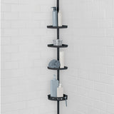 4-Tier Black Tension Pole Shower Caddy Organizer