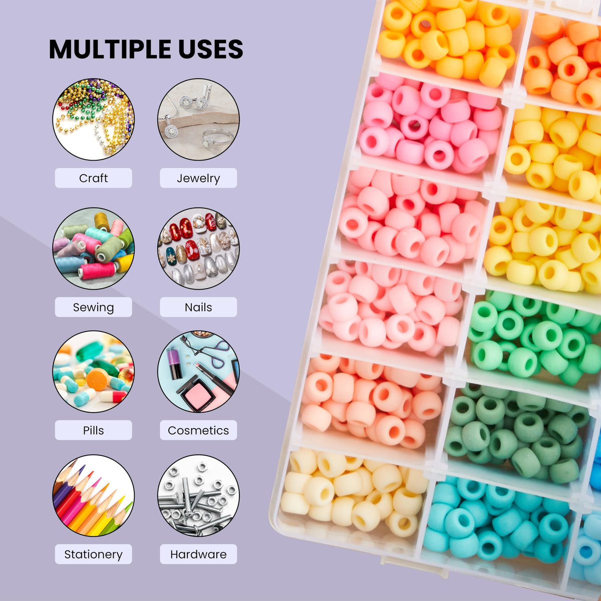 Juvale Clear Bead Organizer, 3-Pack, 36 Compartments, 3 boxes