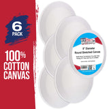 U.S. Art Supply Round Stretched Canvas, 8 in, 6-Pack