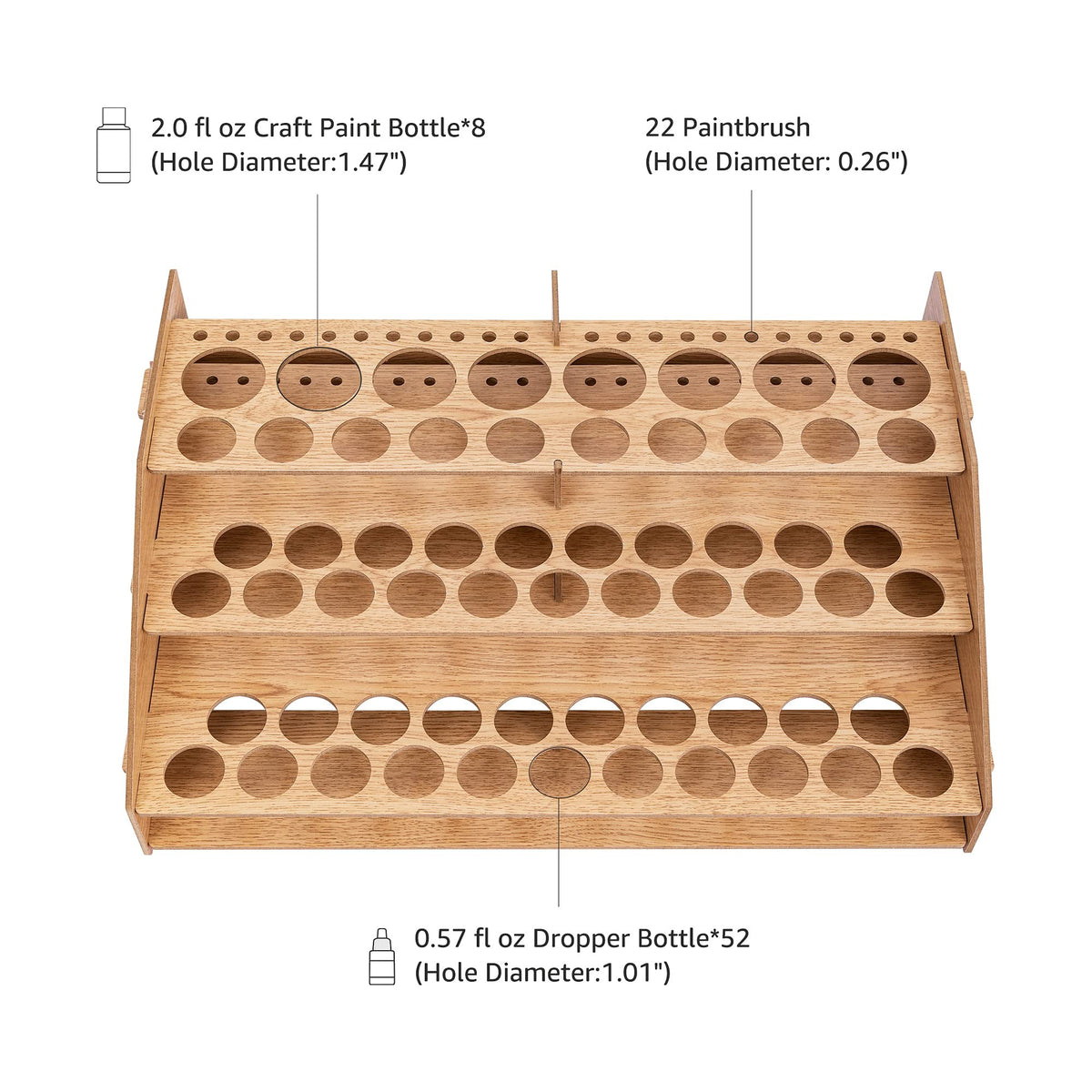 Amazon Basics Craft Paint and Brush Rack, Light Brown, Light brown