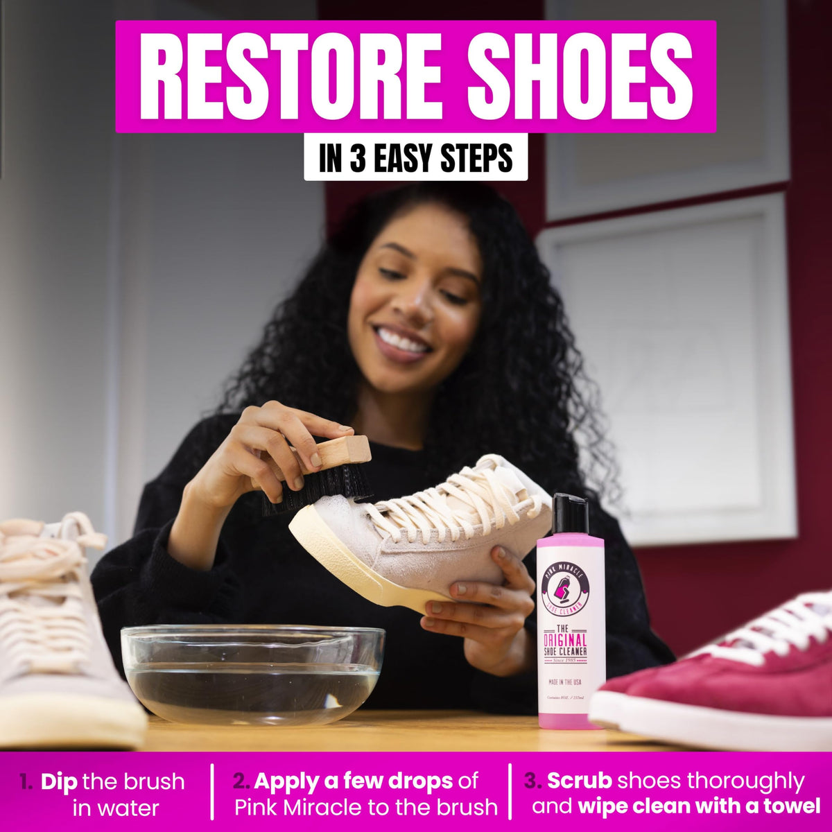 Pink Miracle Shoe Cleaner Kit for Sneakers, Leather, Suede, and Canvas product photo 5
