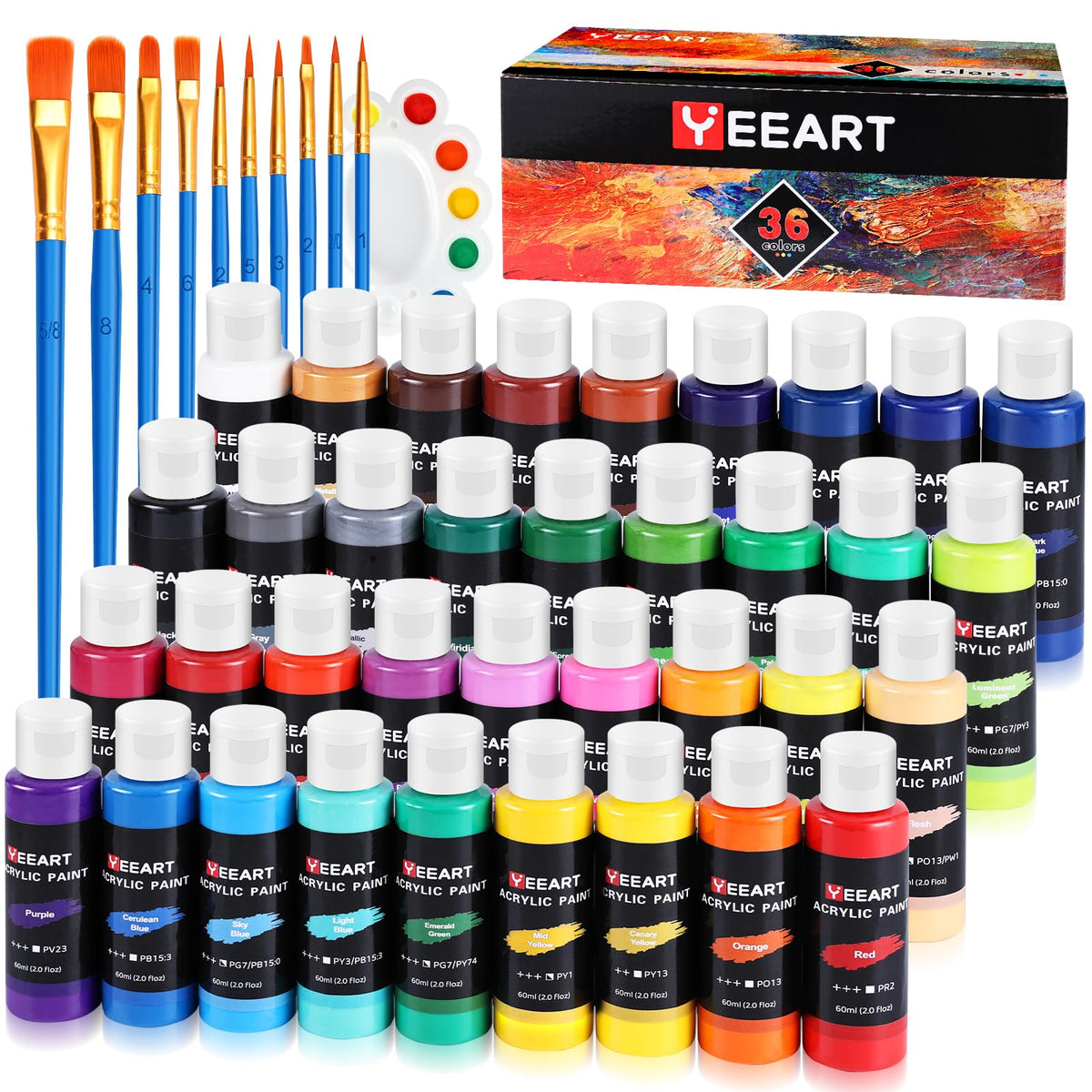 Yeeart Acrylic Paint Set, 24 x 2 oz