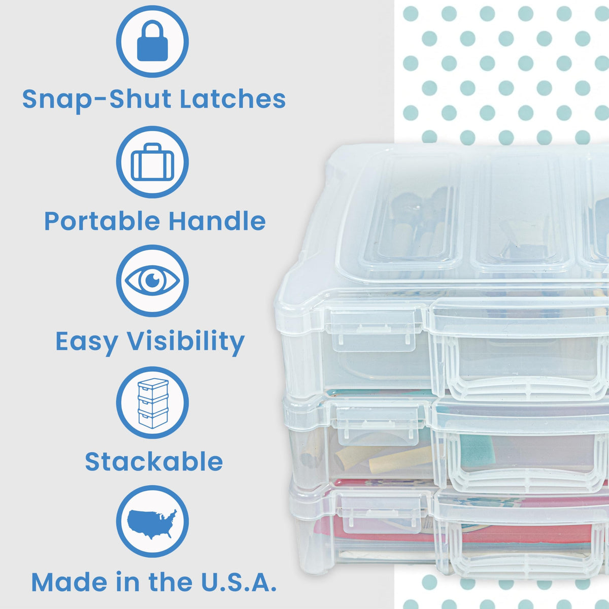 ArtBin 12 x 12 Craft Organizer with Handle, 3-Pack, Clear, 3 boxes
