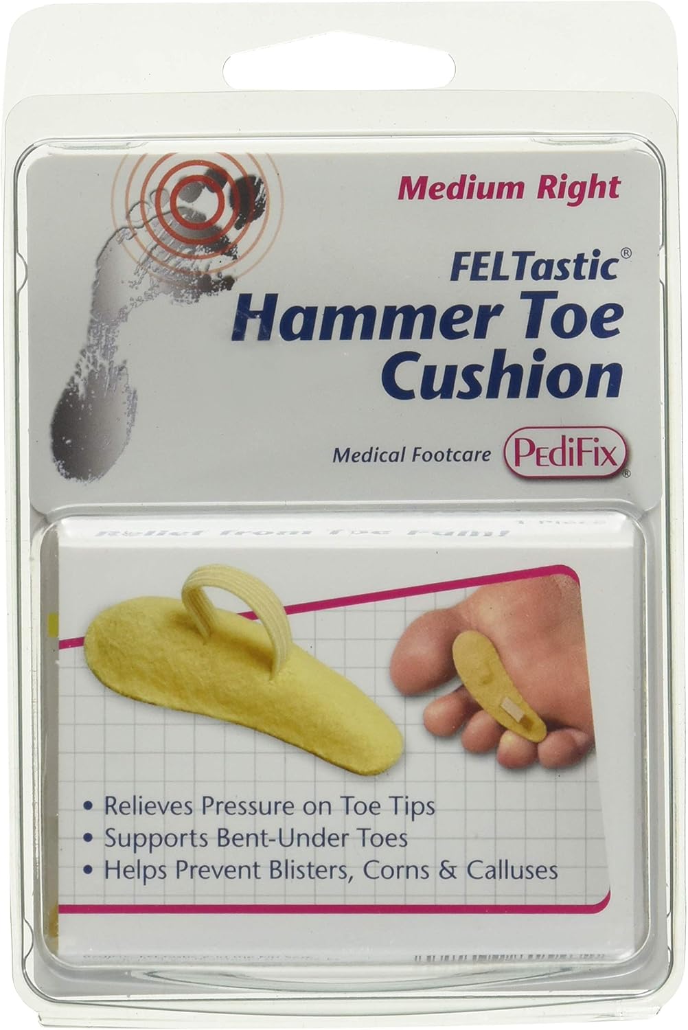Felt Hammer Toe Crest Cushion, Medium, Right  by Pedifix