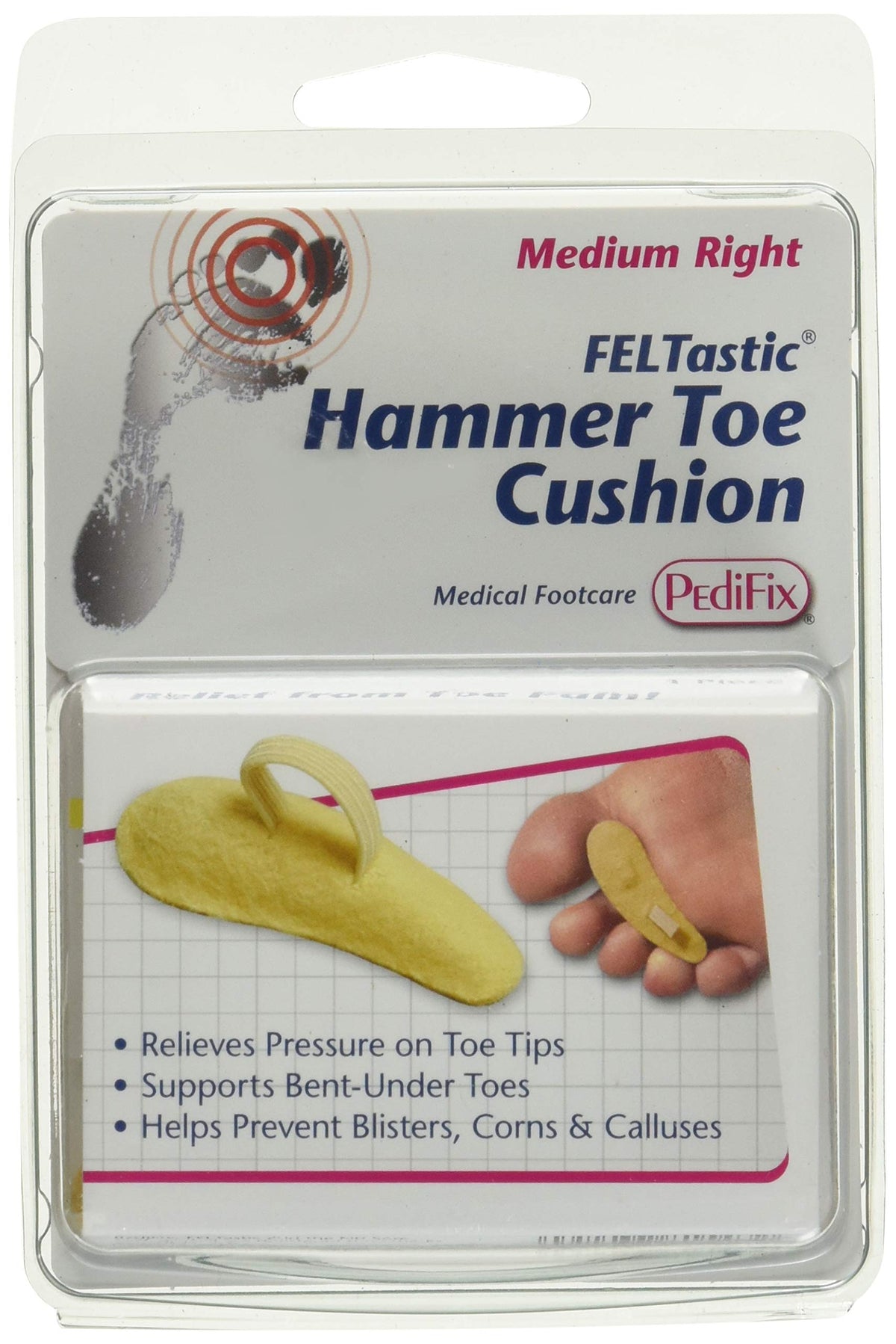 Felt Hammer Toe Crest Cushion, Medium, Right  by Pedifix