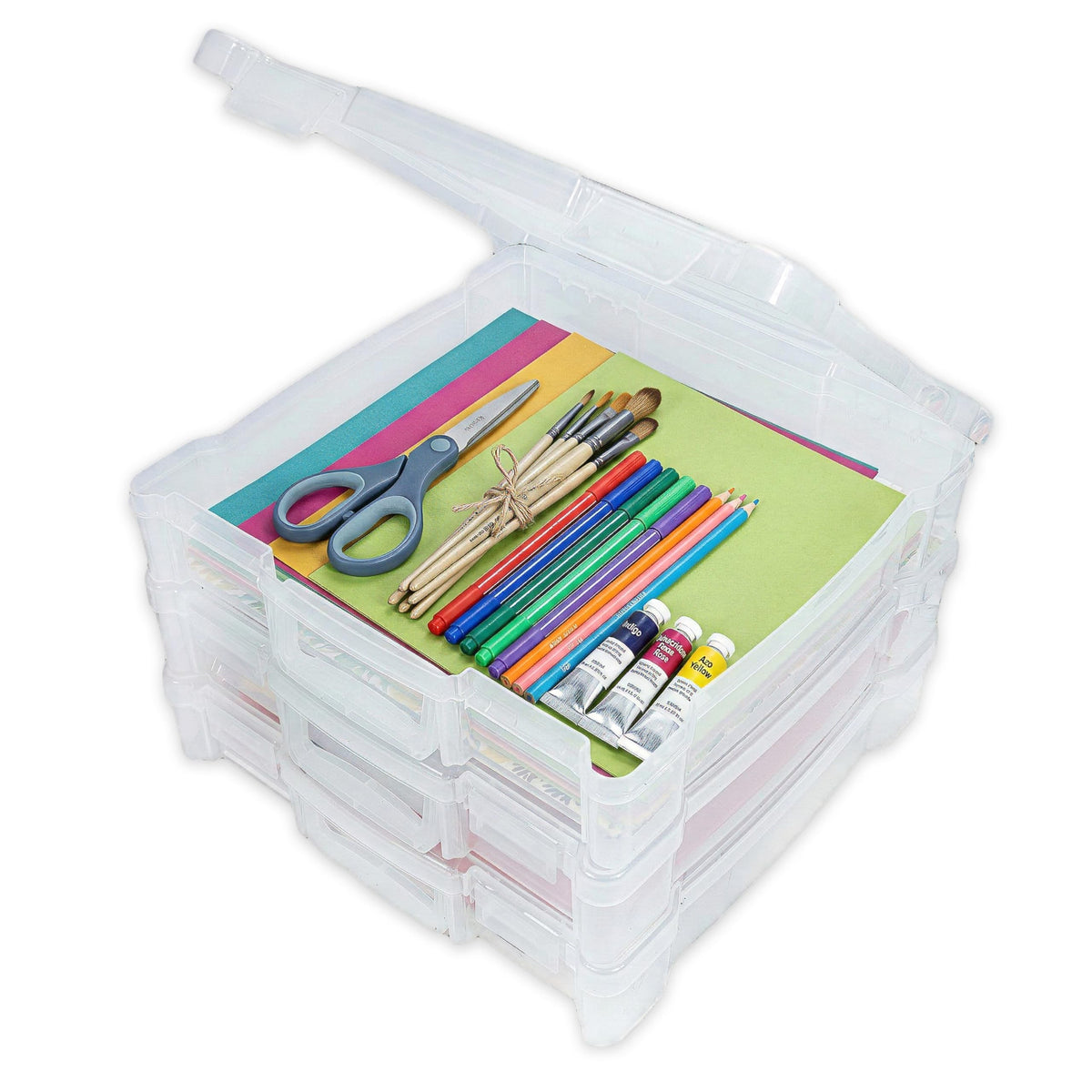 ArtBin 12 x 12 Craft Organizer with Handle, 3-Pack, Clear, 3 boxes