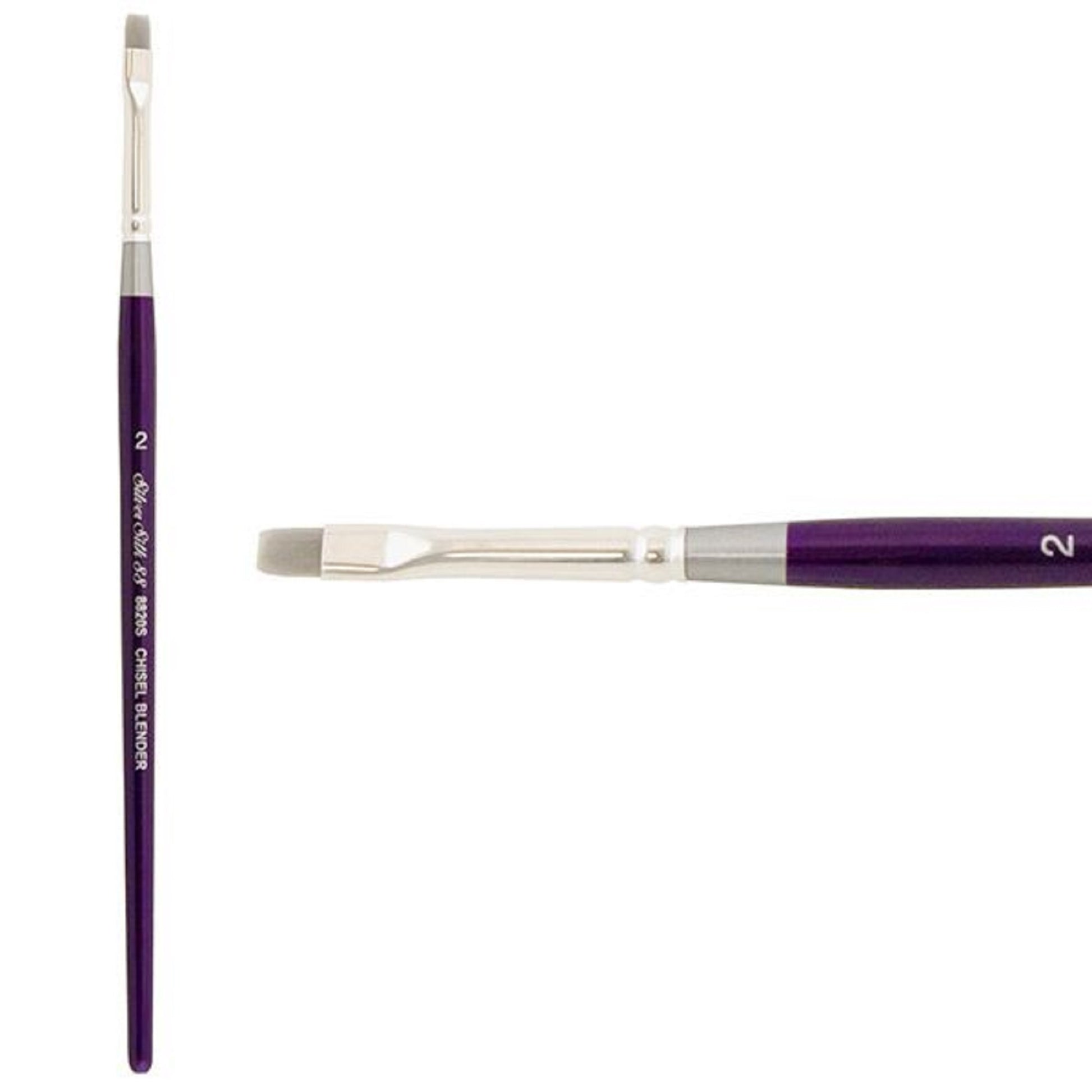 Silver Silk 88 Short Handle Brush Size 2 Chisel Blender