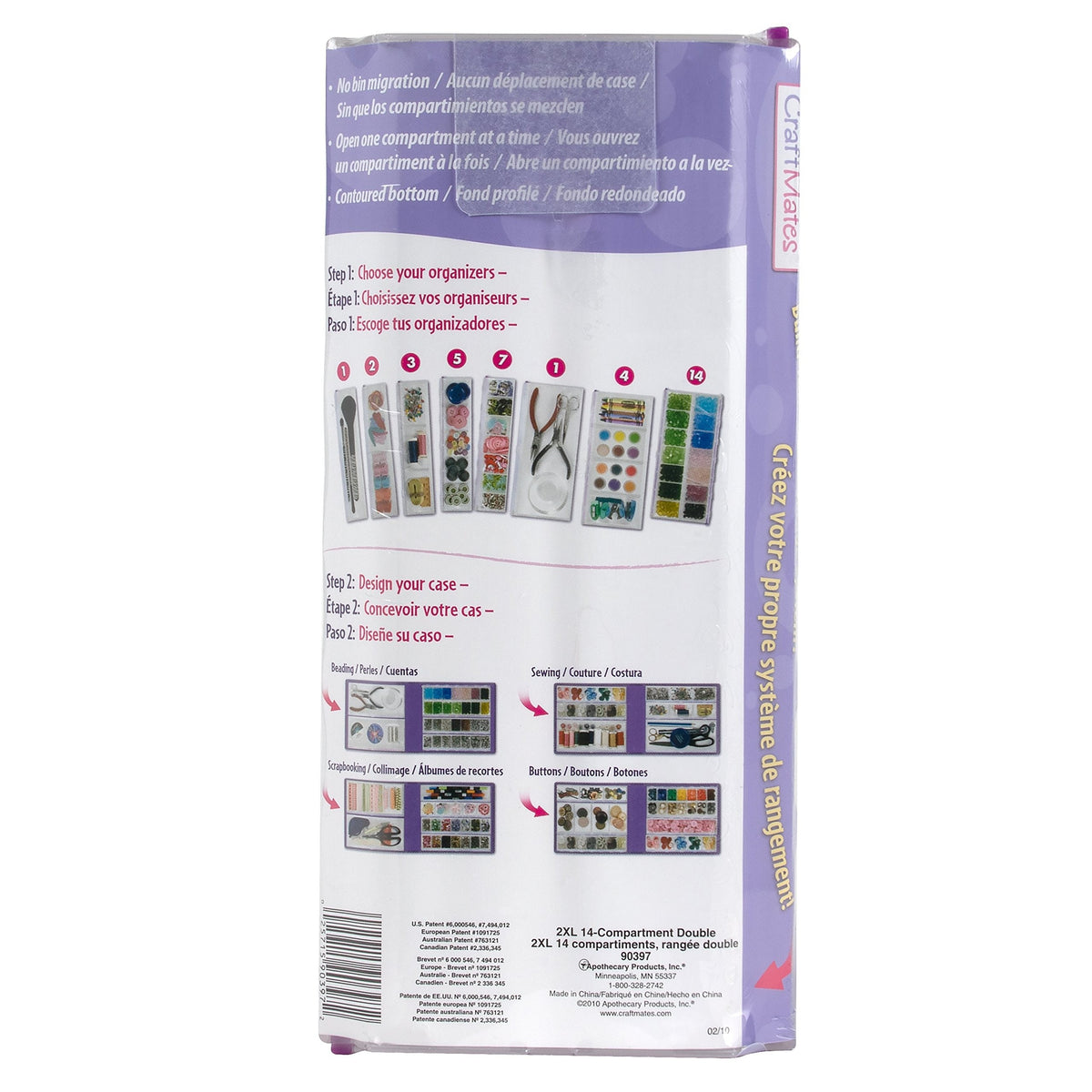CRAFT MATES Bead Organizer, 14 Locking Compartments, 14 compartments