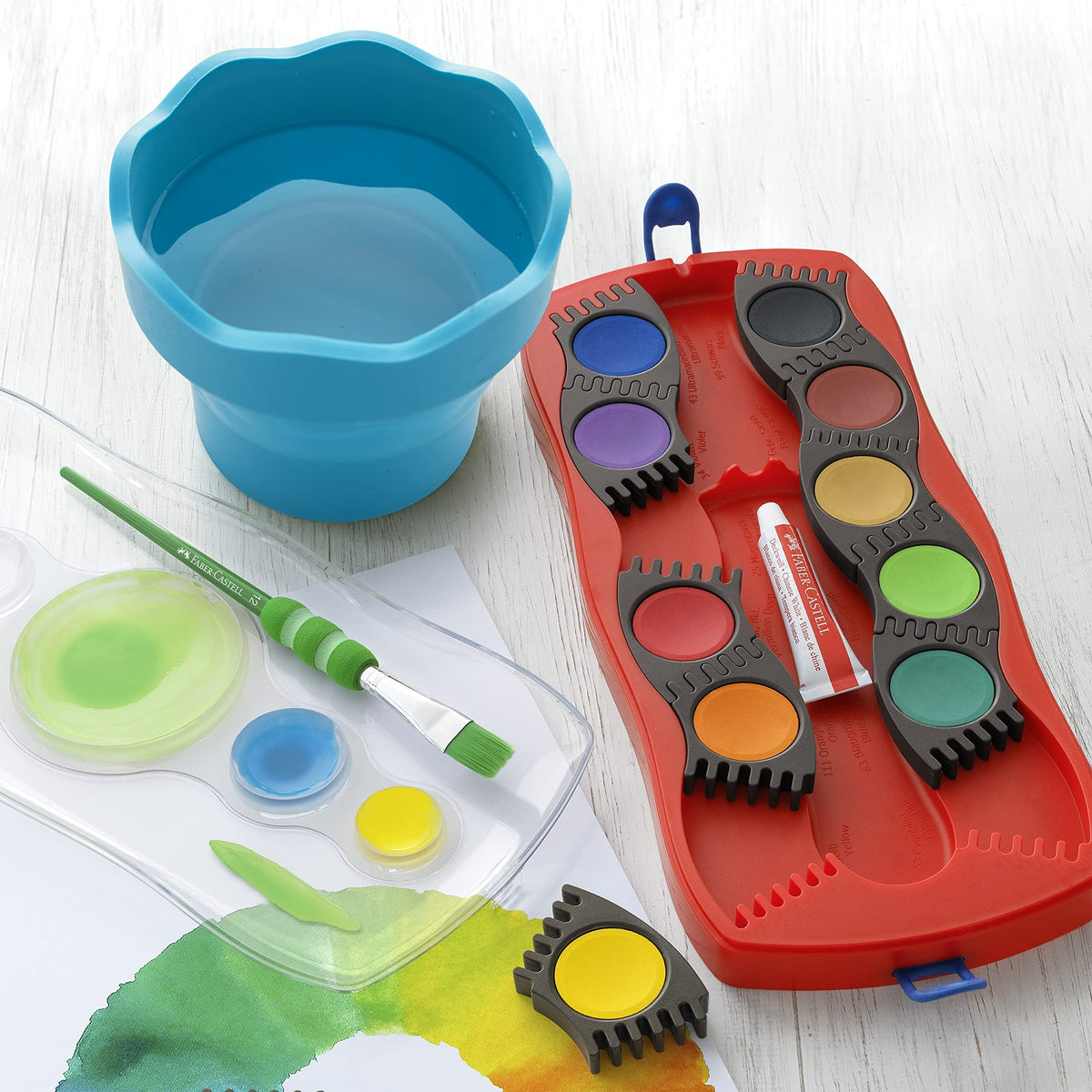 Faber-Castell Clic & Go Collapsible Water Cup with Brush Rim, Turquoise
