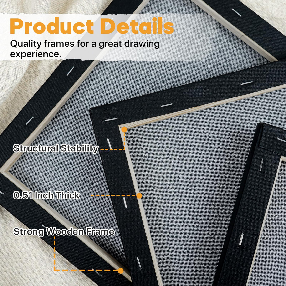 CONDA Black Stretched Canvas, 11x14 in, 8-Pack