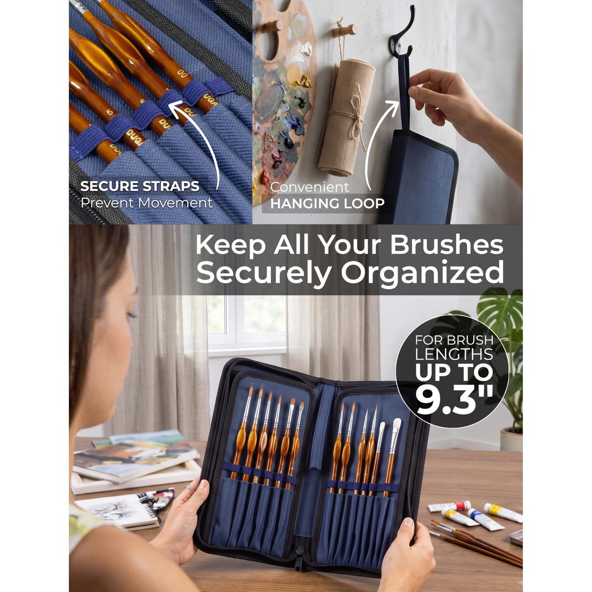 DUGATO Short Canvas Brush Holder, Blue, Blue