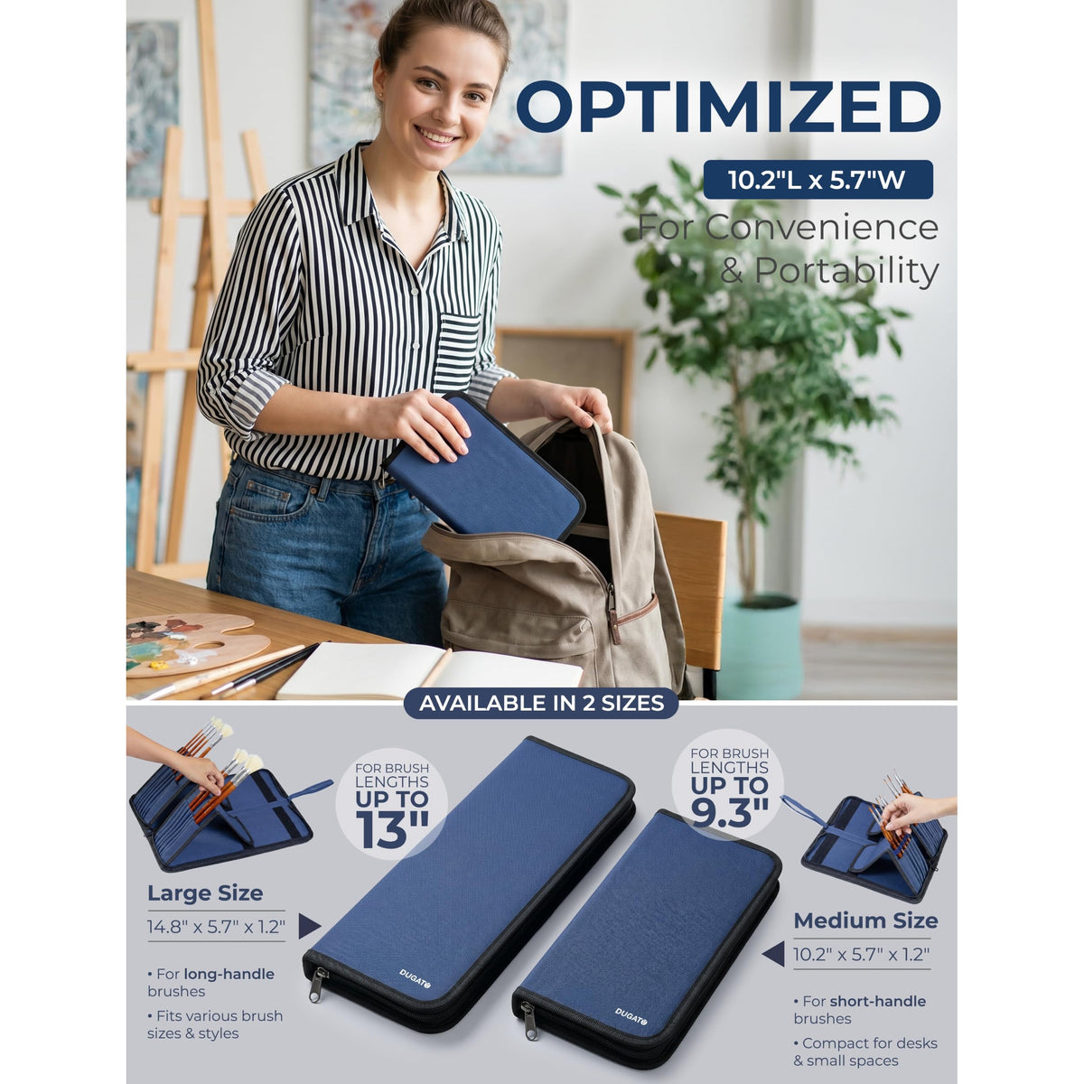 DUGATO Short Canvas Brush Holder, Blue, Blue