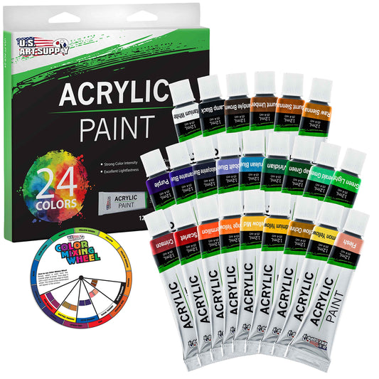 U.S. Art Supply 24 Color Acrylic Paint Set, 12ml
