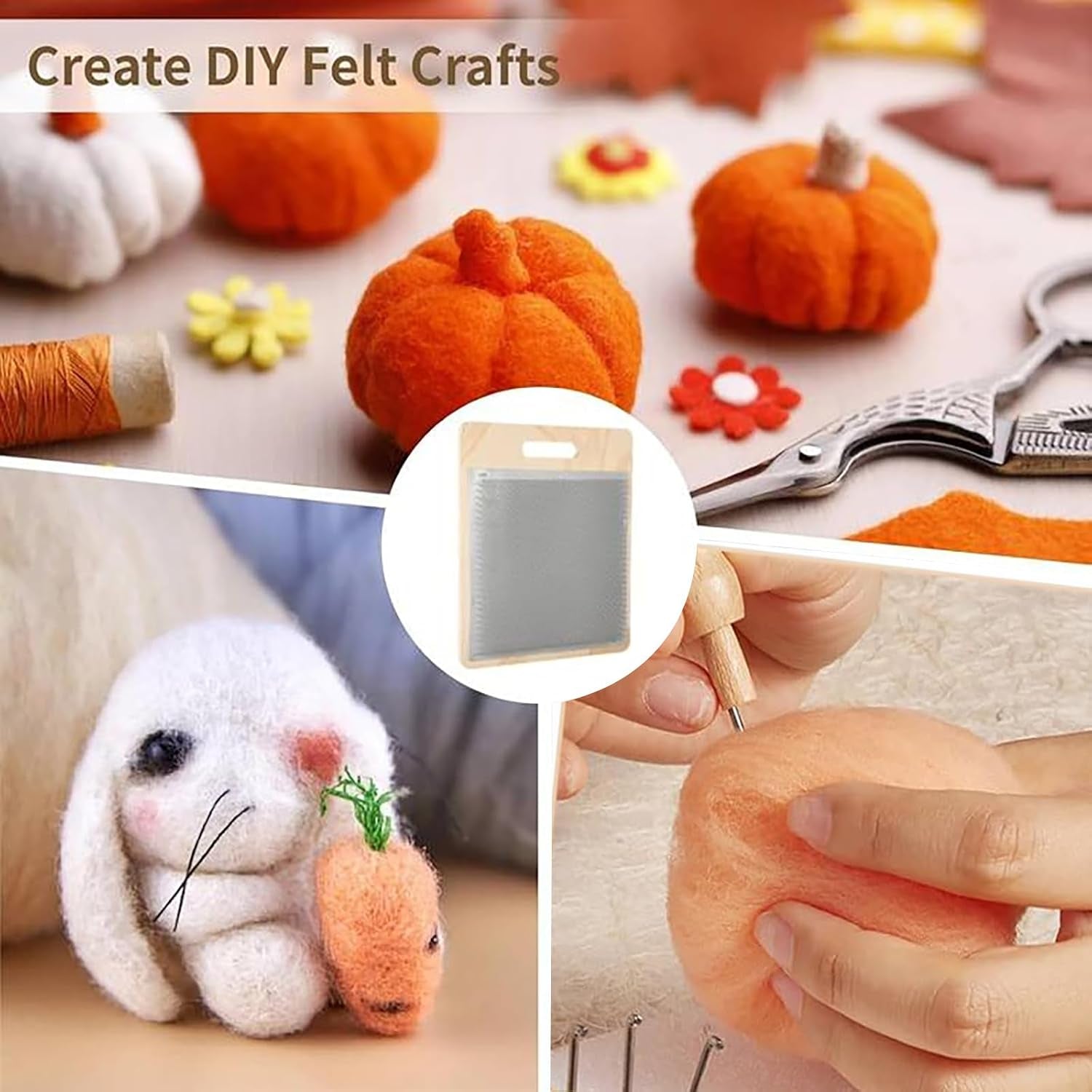 6PCS Wool Blending Board Carding Brush Set, Yarn Making Kit, 4 Wood Craft Sticks Two Brushes for Combing