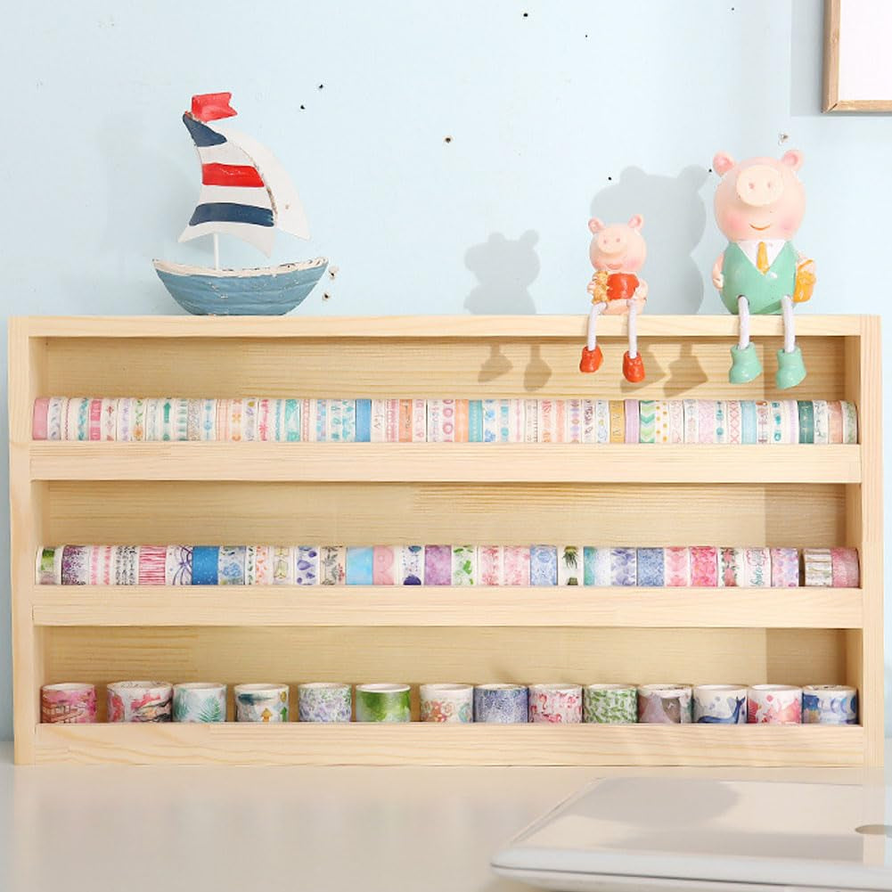 Wood 3 Layers Storage Organizer, Washi Tape Box with Hanging Hook, Divider Closet Container Holder for Sewing,Thread, Office Supplies, Craft Supplies, Jewelry, Accessories