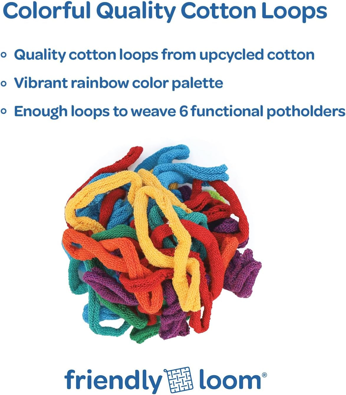 Quality Cotton Weaving Loops in Rainbow Colors – 7” Traditional Size | Weave 6 Functional Potholders | Made in the USA