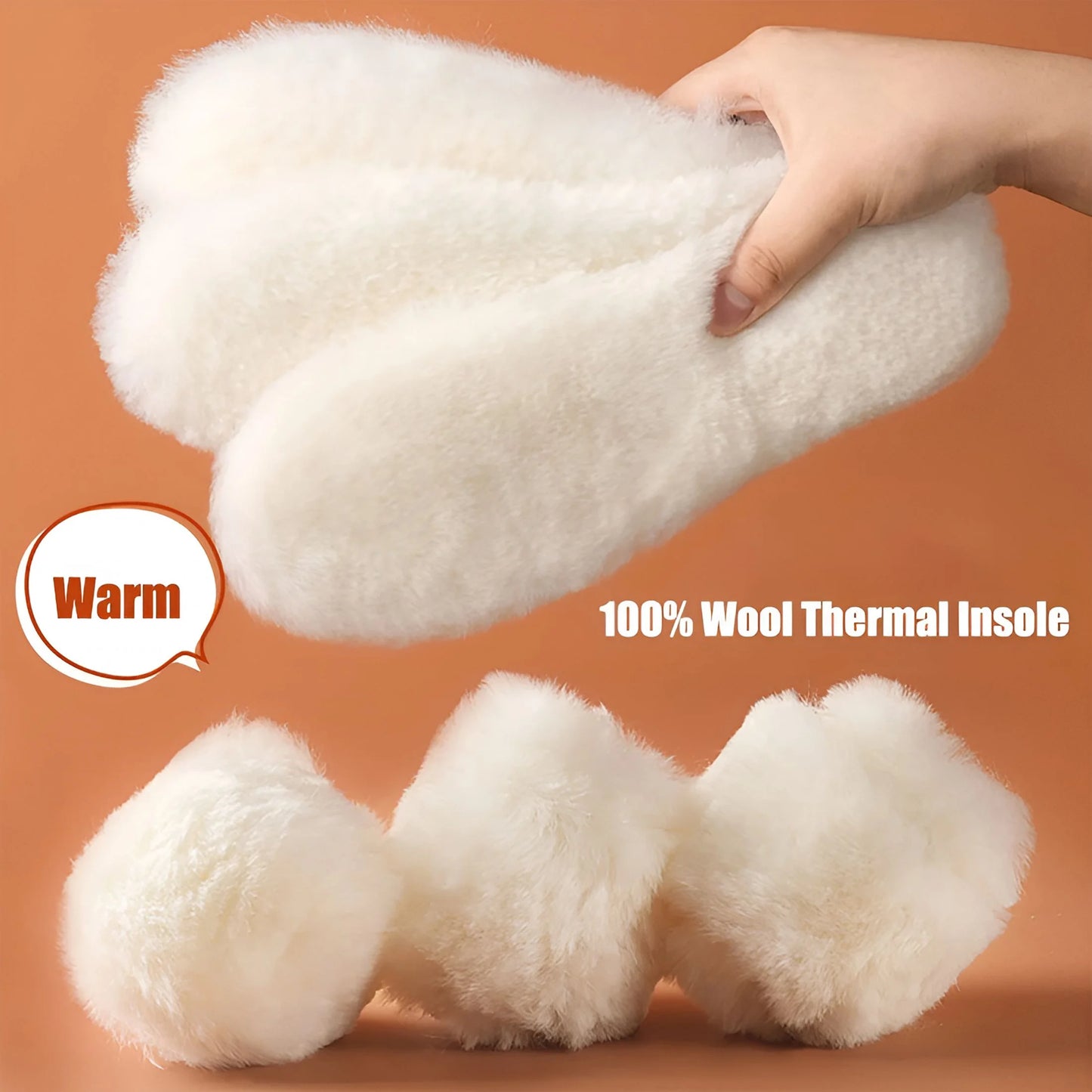 1/2 Pairs Natural Sheepskin Wool Insoles for Shoes Men Winter Feet Warm Thicken Fluffy Fleece Insoles Women Snow Boots Shoe Pad 2 Pairs Insoles Eu39-40 (250Mm)