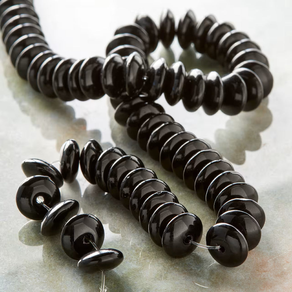Black Rondelle Glass Beads, 10mm by Bead Landing