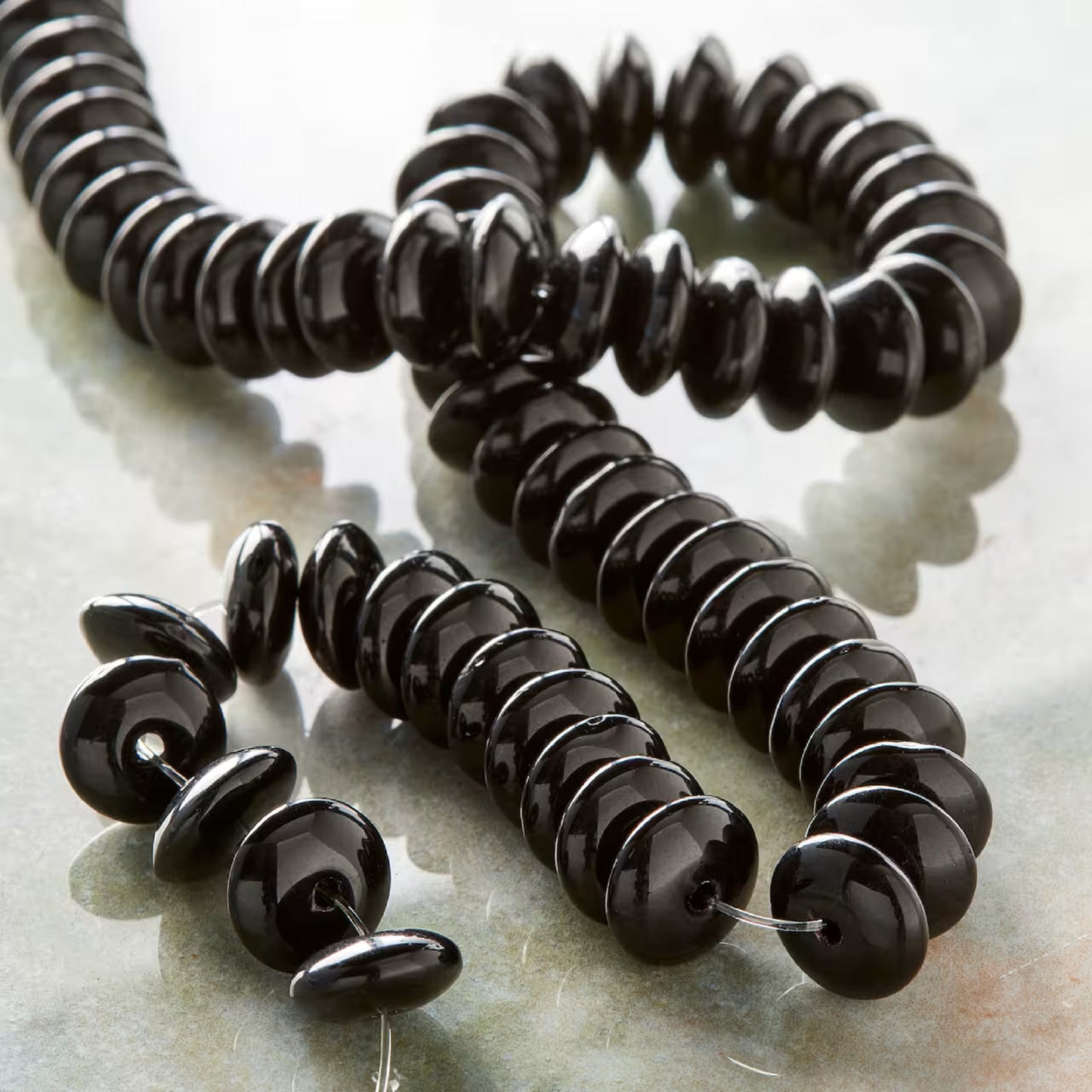 Black Rondelle Glass Beads, 10mm by Bead Landing
