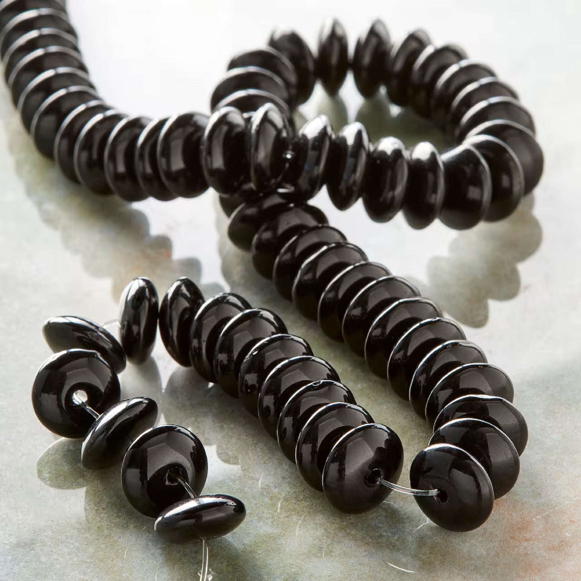 Black Rondelle Glass Beads, 10mm by Bead Landing