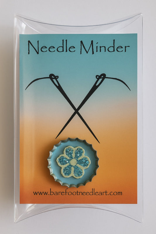 Blue Flower Needle Minder – Barefoot Needleart