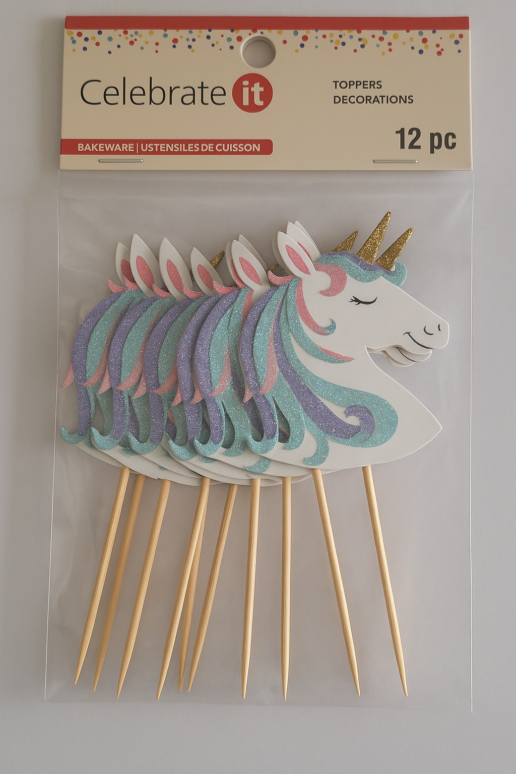 Celebrate It Unicorn Cupcake Toppers – 12 Glittery Picks