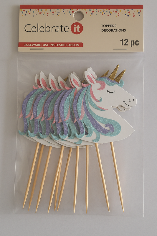 Celebrate It Unicorn Cupcake Toppers – 12 Glittery Picks