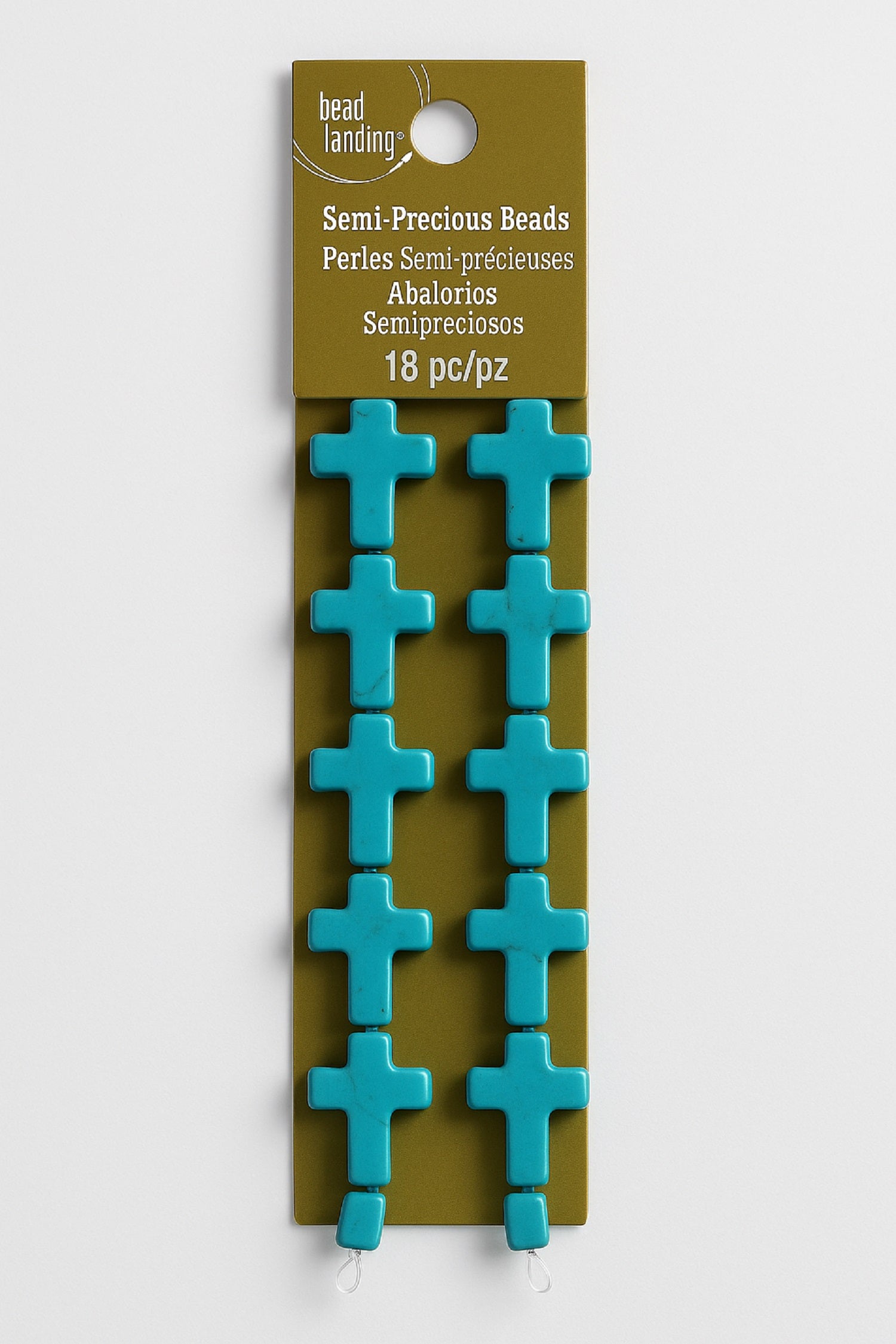 Turquoise Cross Semi-Precious Beads – 18 Pieces