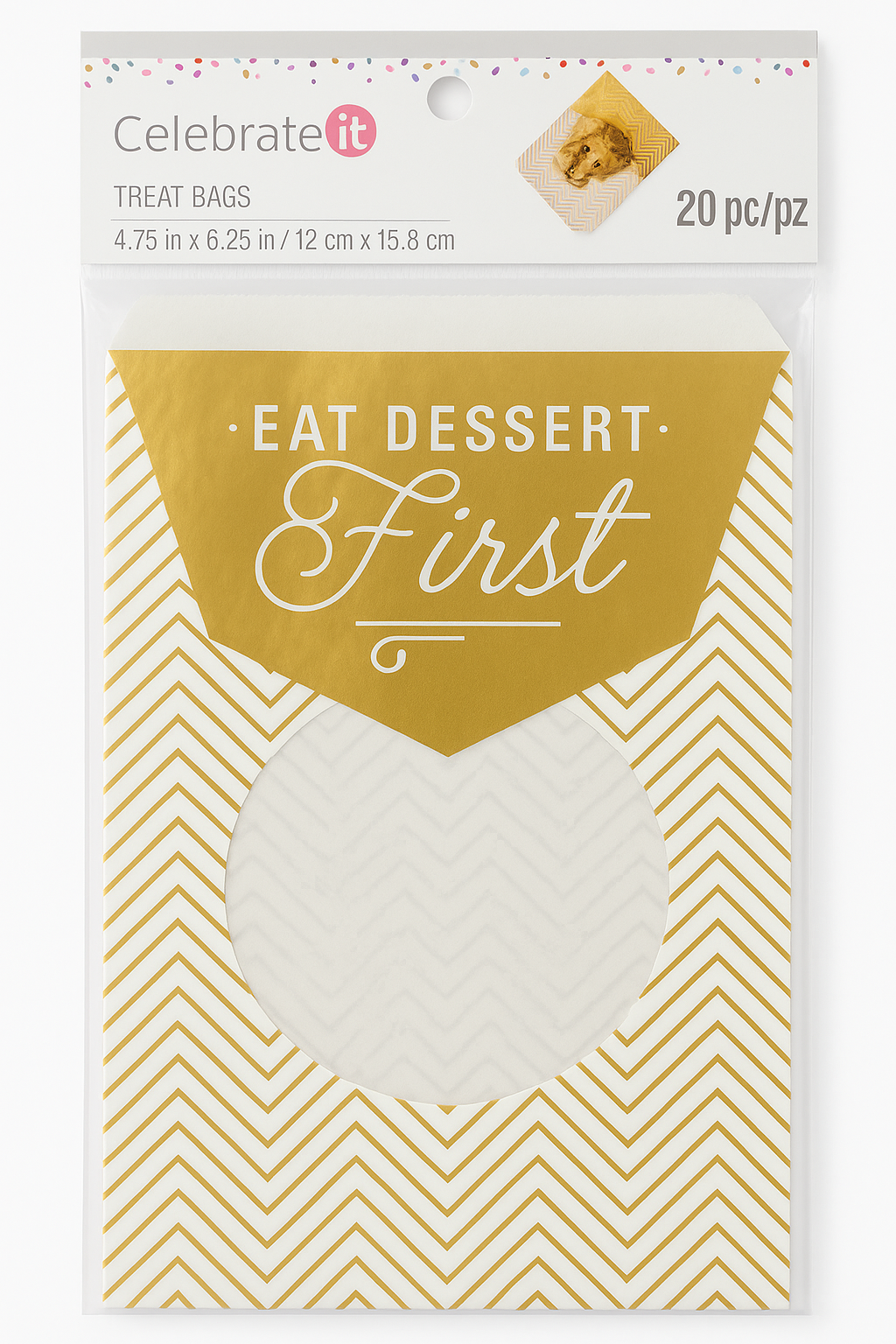 Celebrate It Treat Bags – “Eat Dessert First” – 20 Count