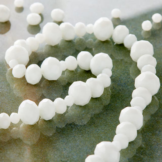 White Faceted Glass Rondelle Beads by Bead Landing