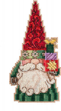 Gnome Holding Gifts Jim Shore Beaded Cross Stitch Kit