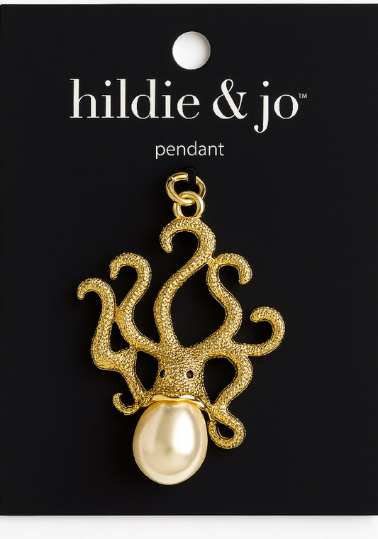 Gold Octopus Pendant with Faux Pearl – hildie & jo™ Statement Charm