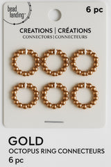 Gold Octopus Ring Connectors – Set of 6 | Bead Landing Jewelry Findings
