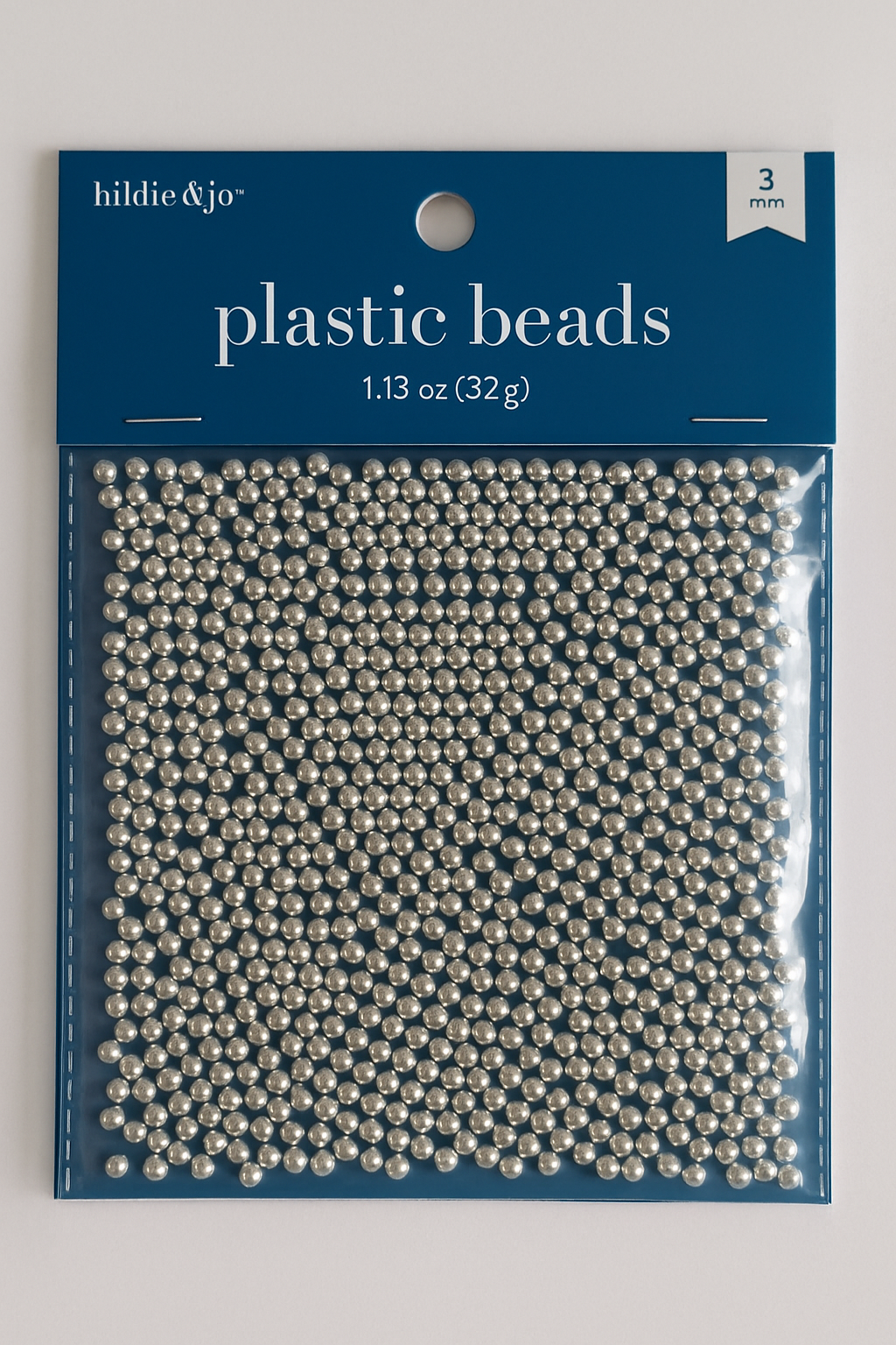 Hildie & Jo Silver Plastic Beads – 3mm, 1.13 oz (32g)