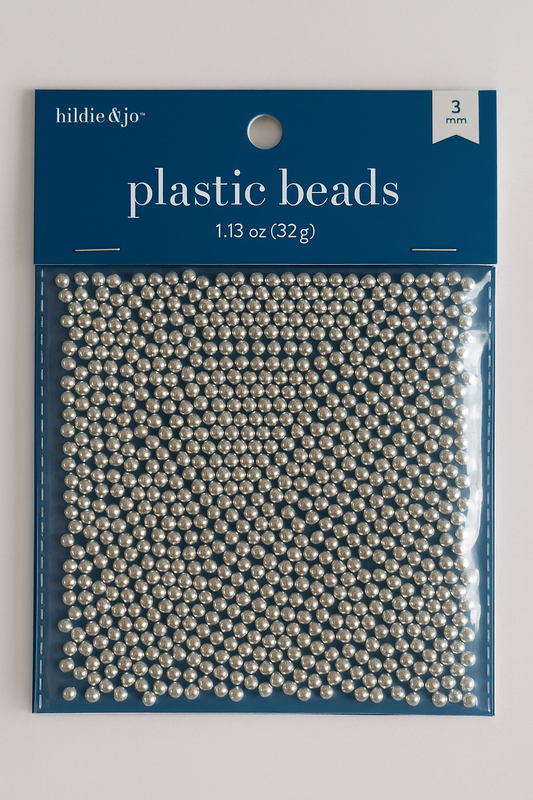 Hildie & Jo Silver Plastic Beads – 3mm, 1.13 oz (32g)
