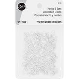 Dritz Hooks & Eyes, Size 1, 72 Sets, White