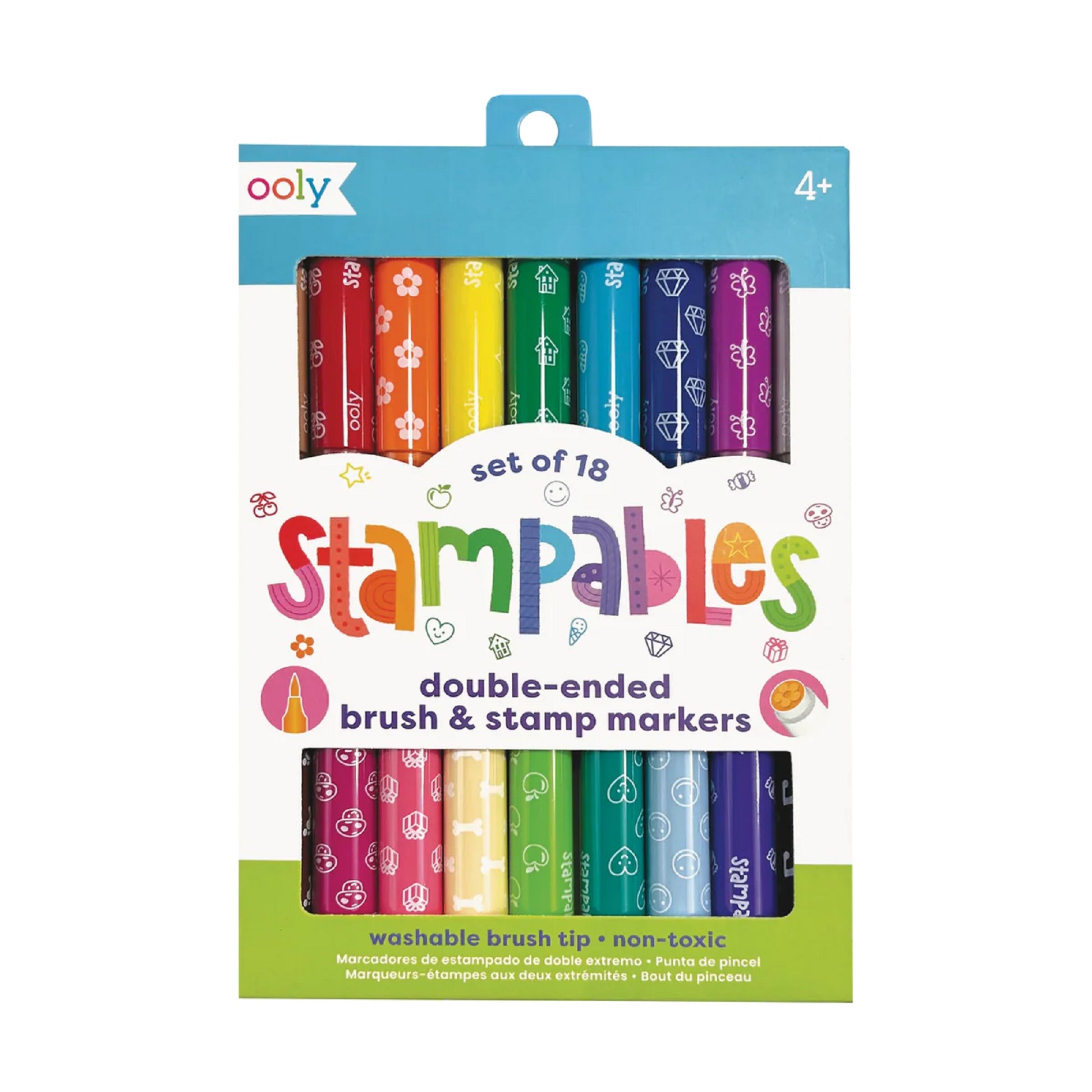 Ooly Stampables Double-Ended Stamp & Brush Markers - Set of 18