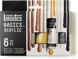 Acrylic Paint Set, 6 x 22ml (0.74-oz) Tube Paint Set, Metallic & Iridescent  by Liquitex Basics