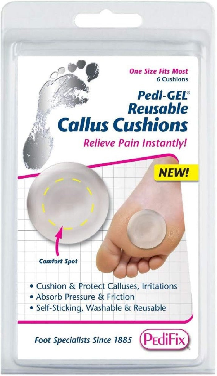 GEL Reusable Callus Cushions, 1 Box of 6 Pads by Pedifix