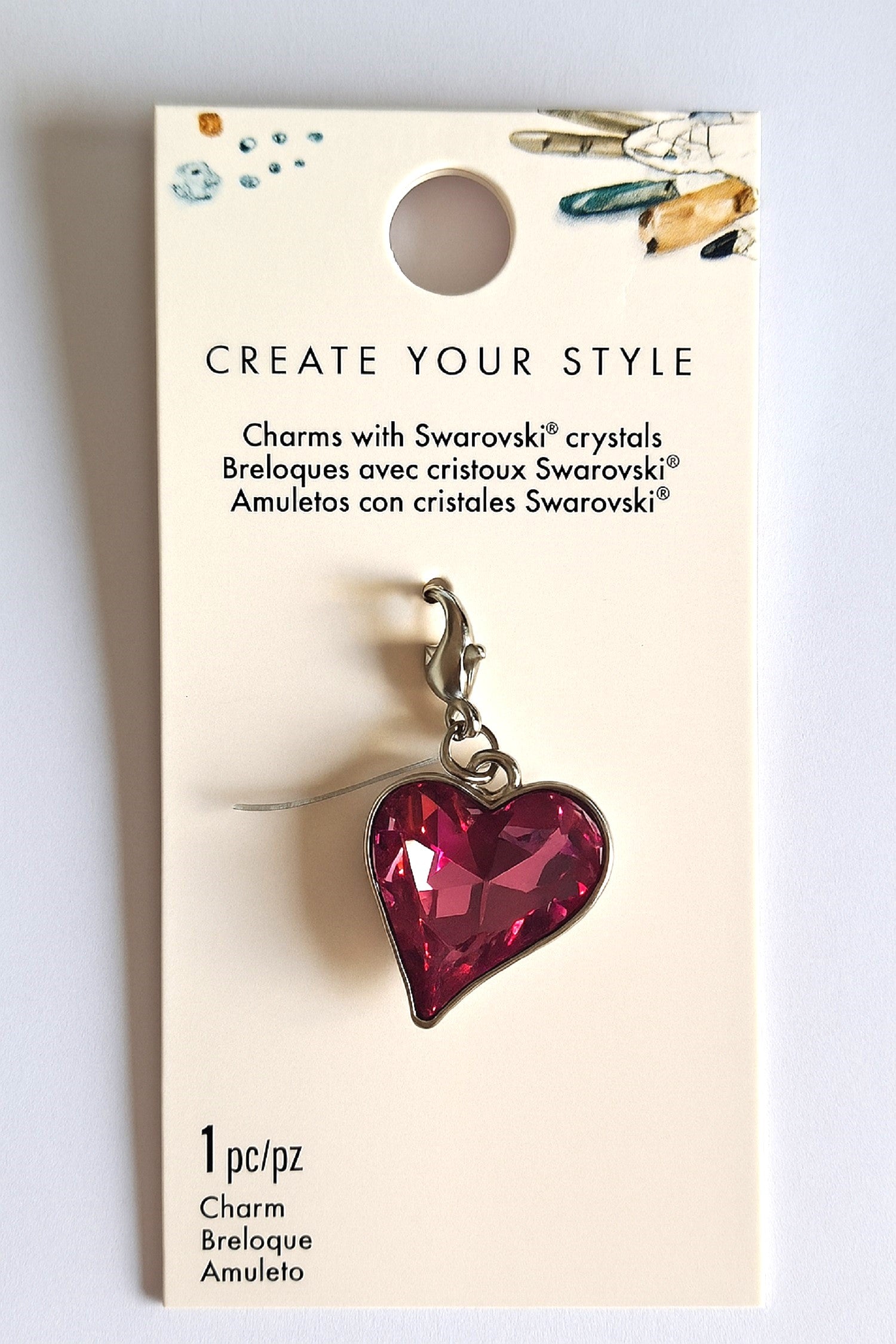 Pink Heart Charm with Swarovski Crystal – Create Your Style