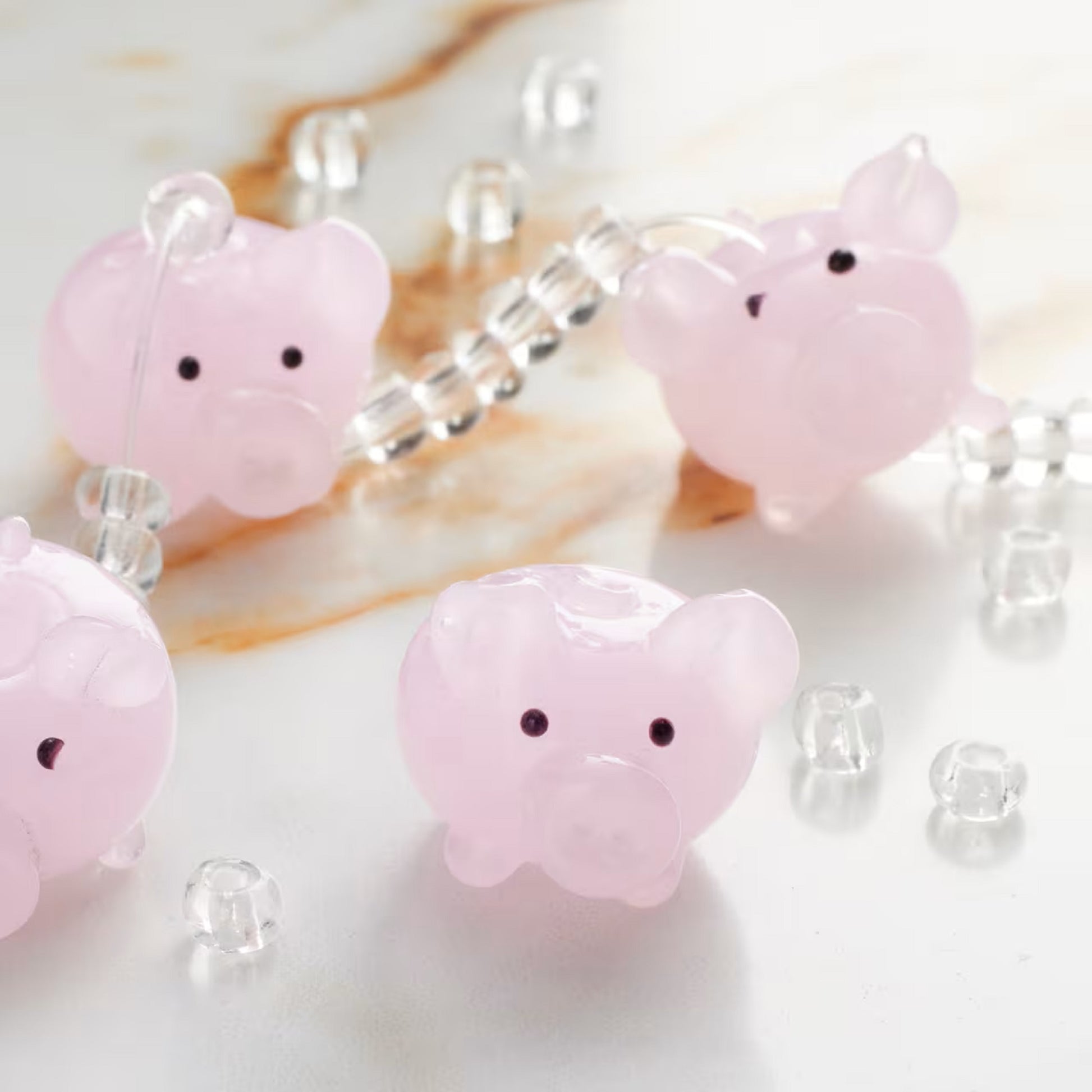 Pink Pig Glass Lampwork Beads, 20mm by Bead Landing